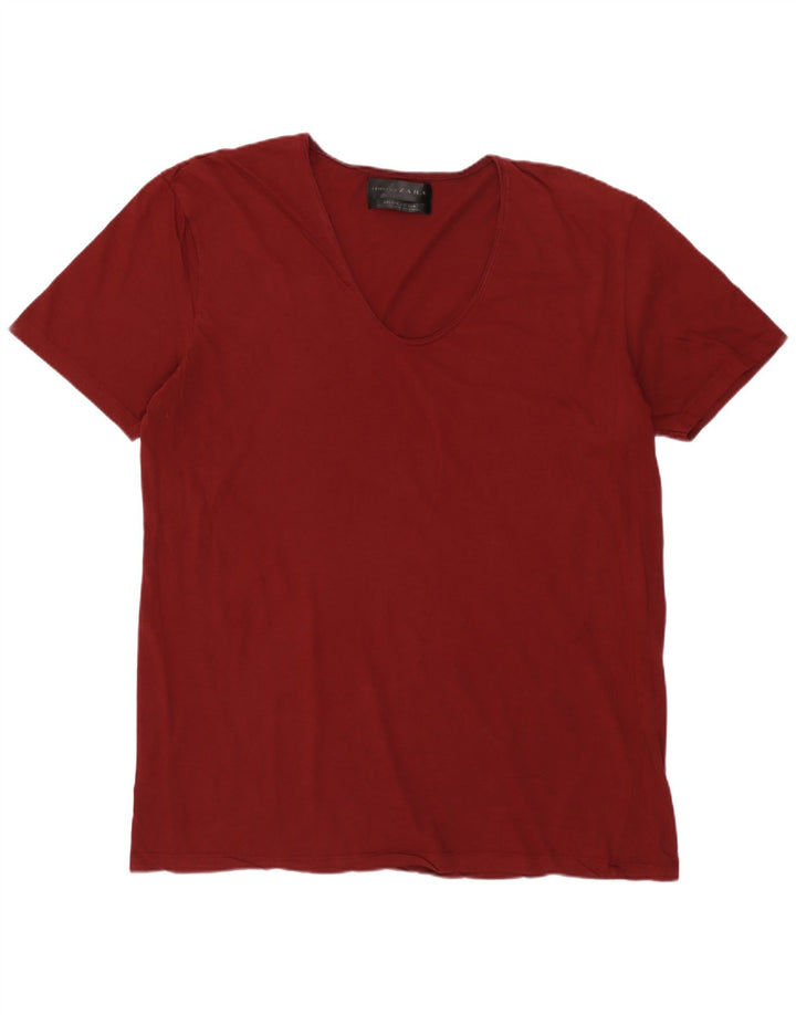 ZARA Homme T-Shirt Top XL Bordeaux Coton