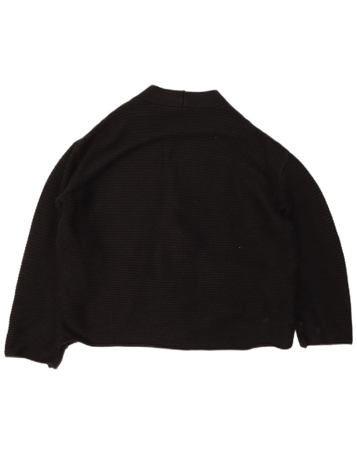 Zara Womens Crop Oversize Cardigan Pull UK 10 Petit Noir Classique