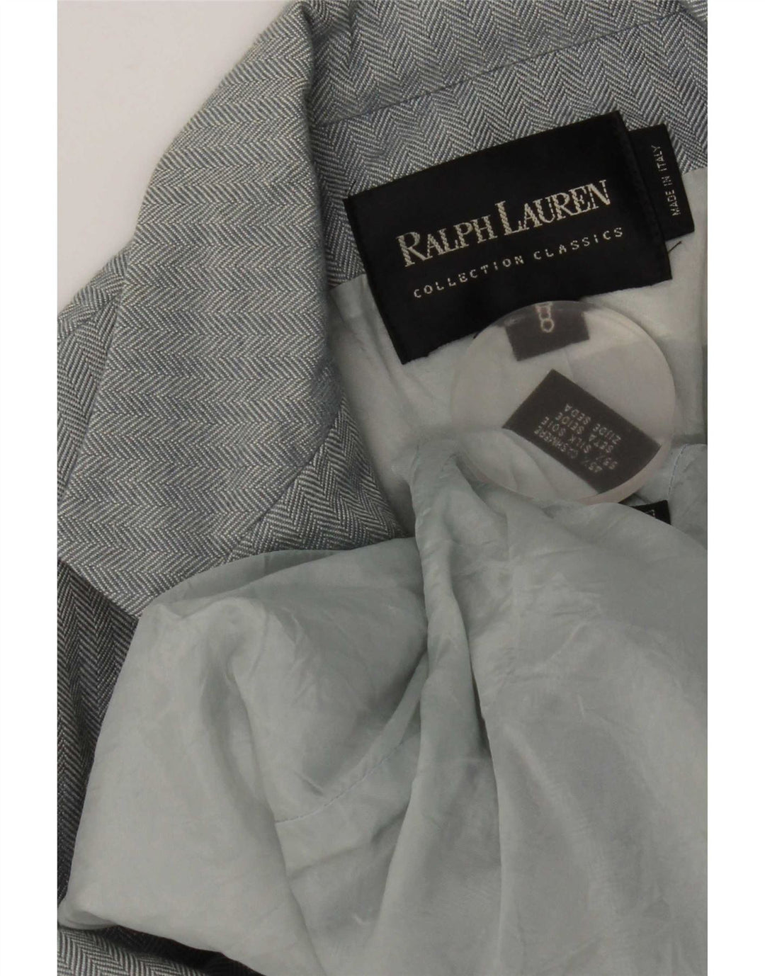 Ralph Lauren Veste blazer à 3 boutons pour femme US 8 Bleu moyen à chevrons