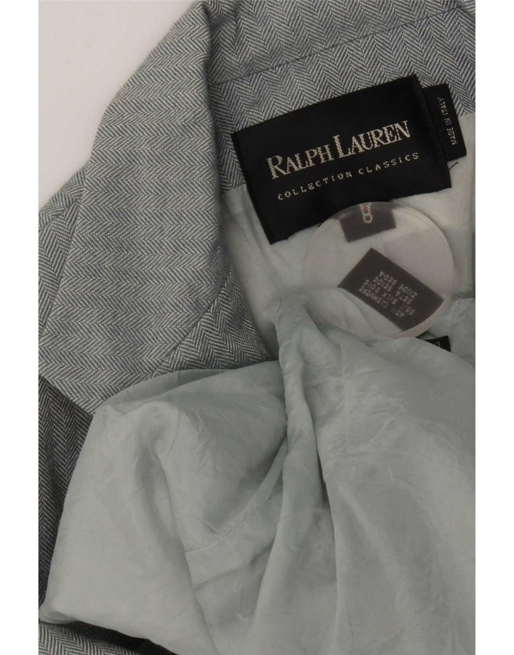 Ralph Lauren Veste blazer à 3 boutons pour femme US 8 Bleu moyen à chevrons