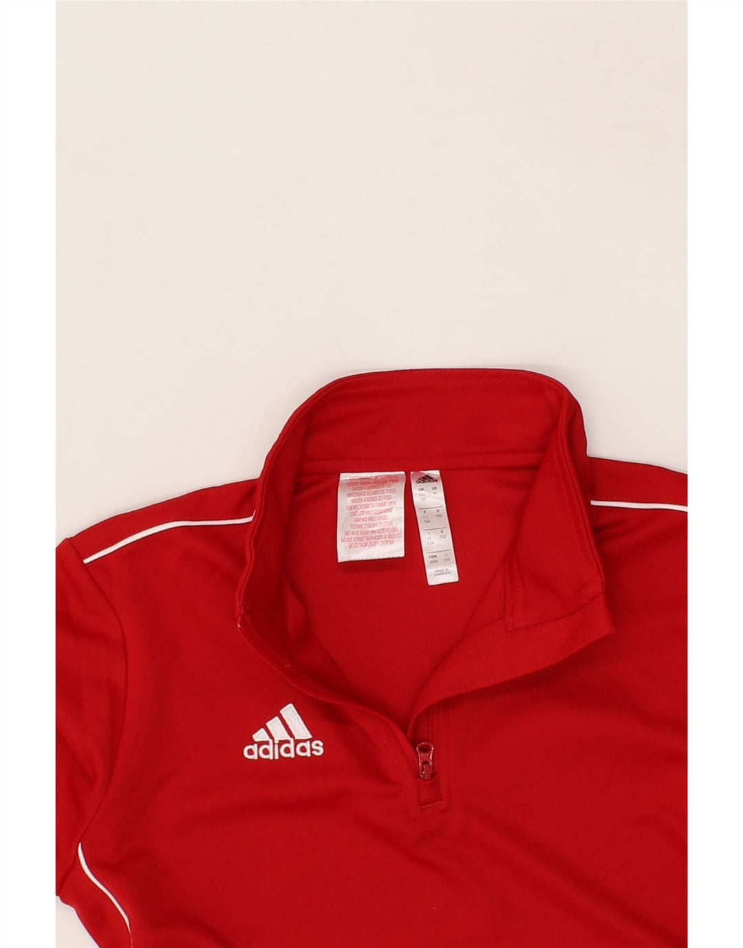 ADIDAS Boys Climalite Zip Neck Pullover Tracksuit Top 11-12 Years Red Vintage Adidas and Second-Hand Adidas from Messina Hembry 