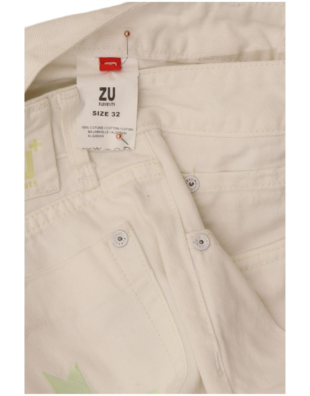 ZU ELEMENTS Jean droit vieilli femme W32 L34 coton blanc