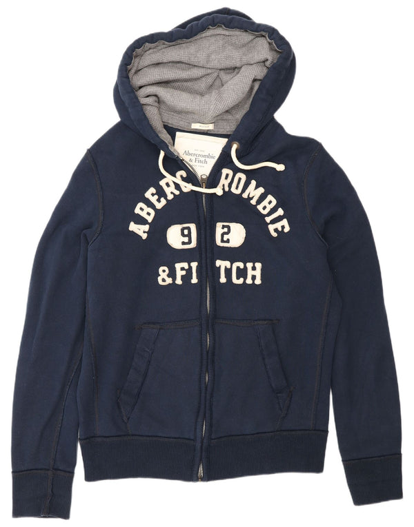 Abercrombie & Fitch Pull à capuche zippé graphique pour homme 2XL en coton bleu marine