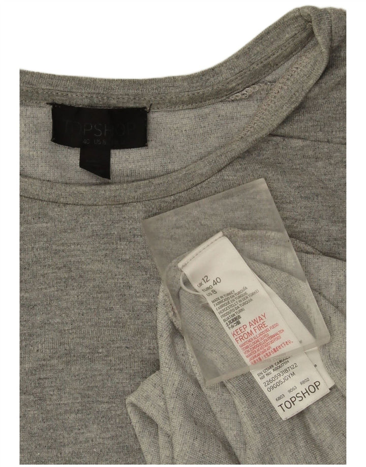 Topshop Femme Haut Oversize Manches Longues UK 42 Gris Moyen Viscose