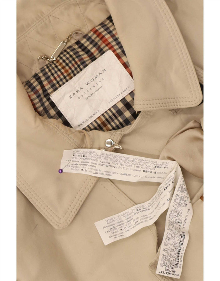 Zara Femme Trench Double Boutonnage UK 18 XL Beige Polyester