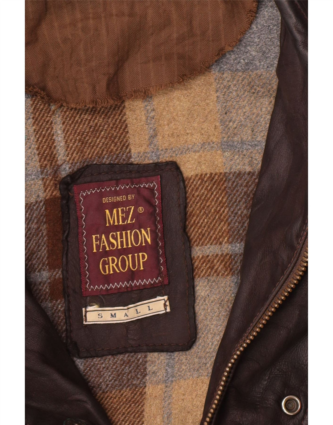 veste en cuir coupe ample vintage pour homme UK 36 Petit Marron