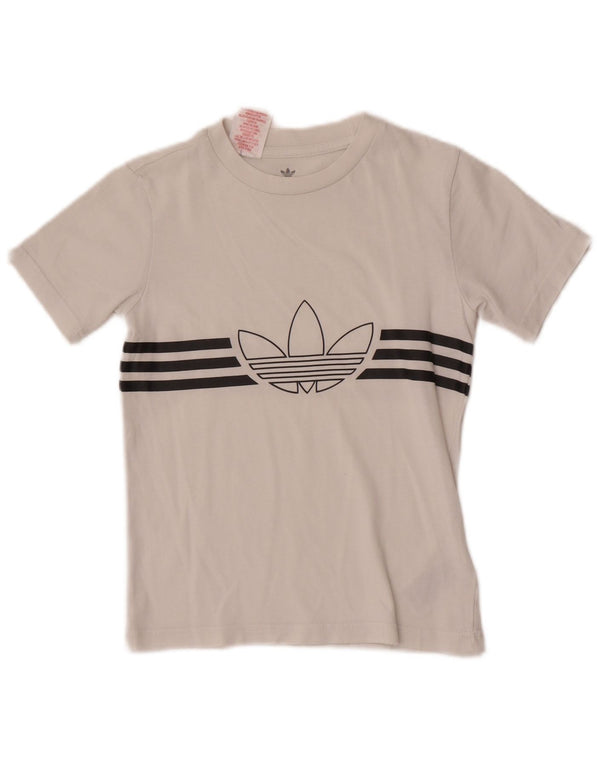 Adidas Boys Graphic T-Shirt Top 7-8 ans XS Blanc Coton