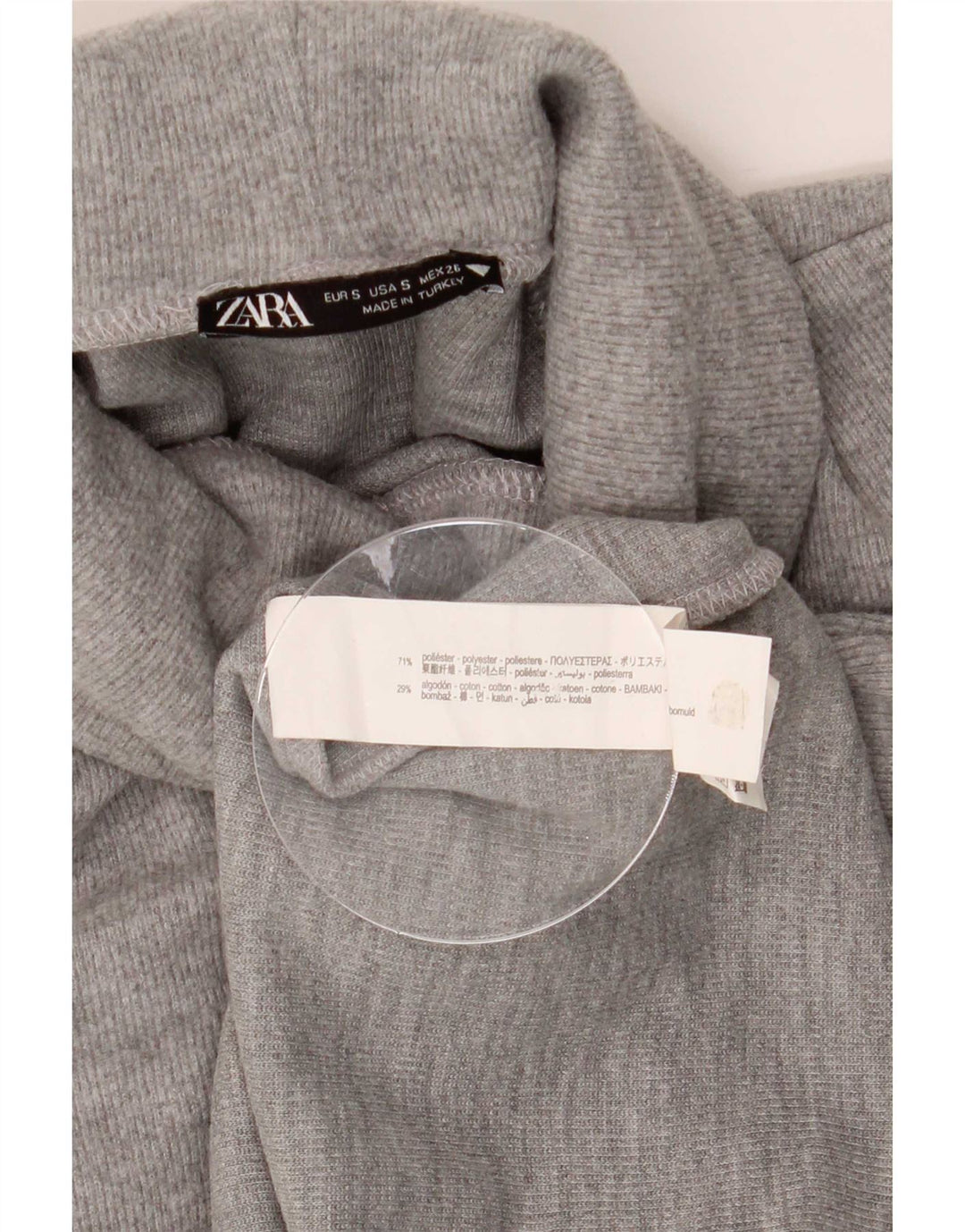 Zara Femme Col Roulé Débardeur UK 10 Petit Gris Polyester