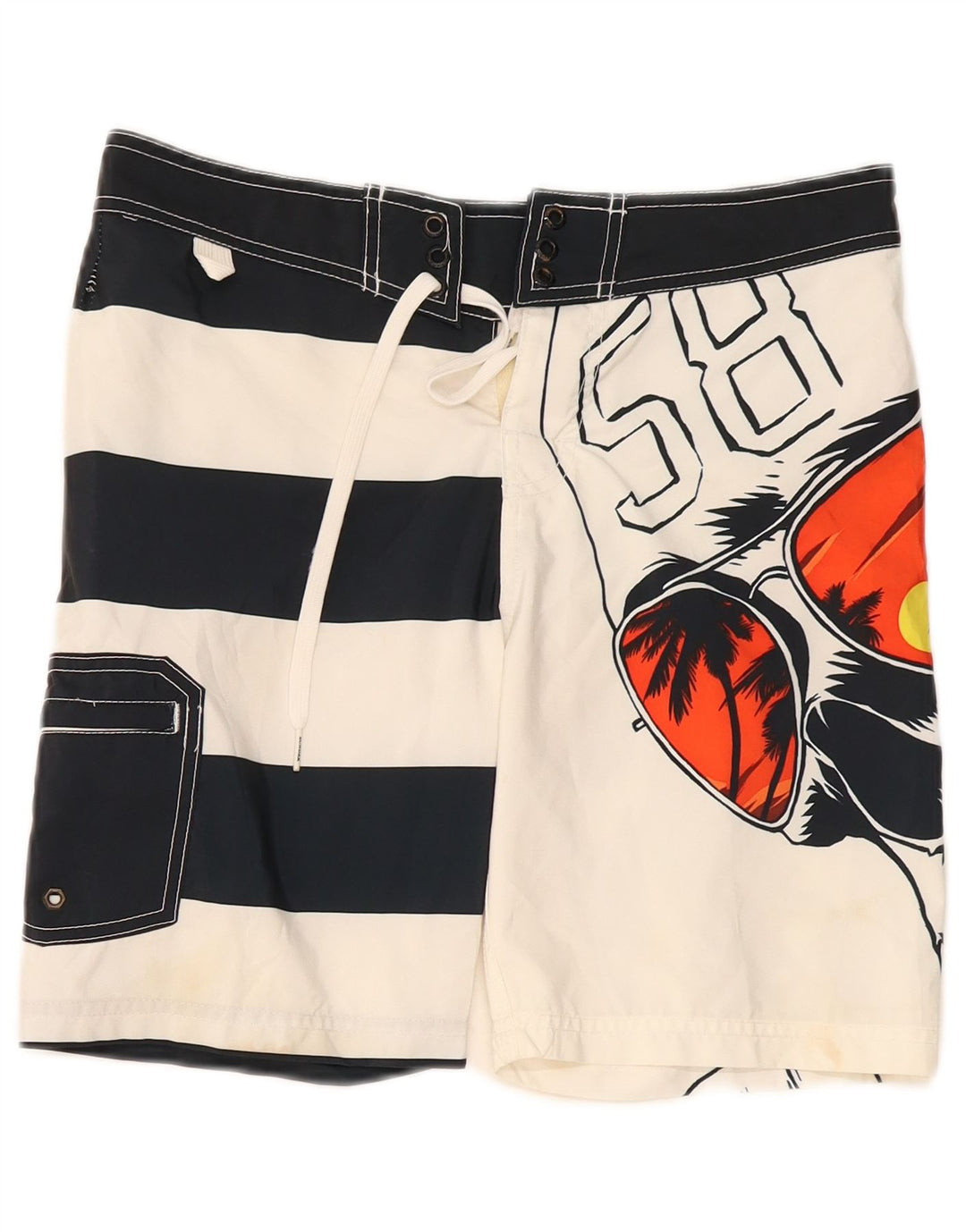 Sundek Short de Bain Graphique Garçon 13-14 Ans Blanc Colorblock Polyester