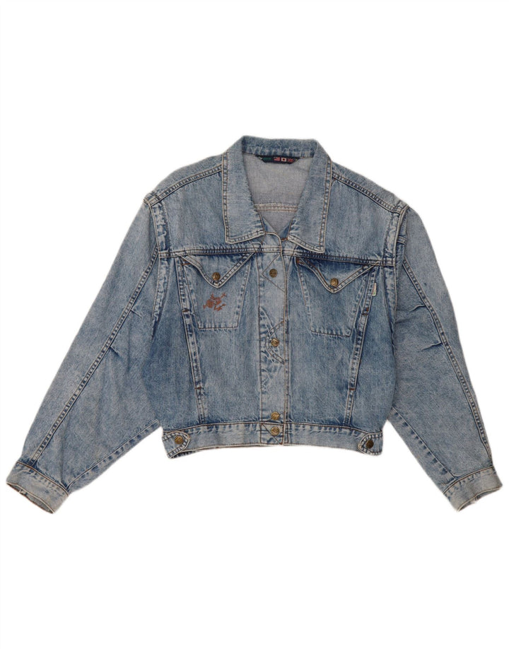 veste en denim femme vintage UK 12 coton bleu moyen