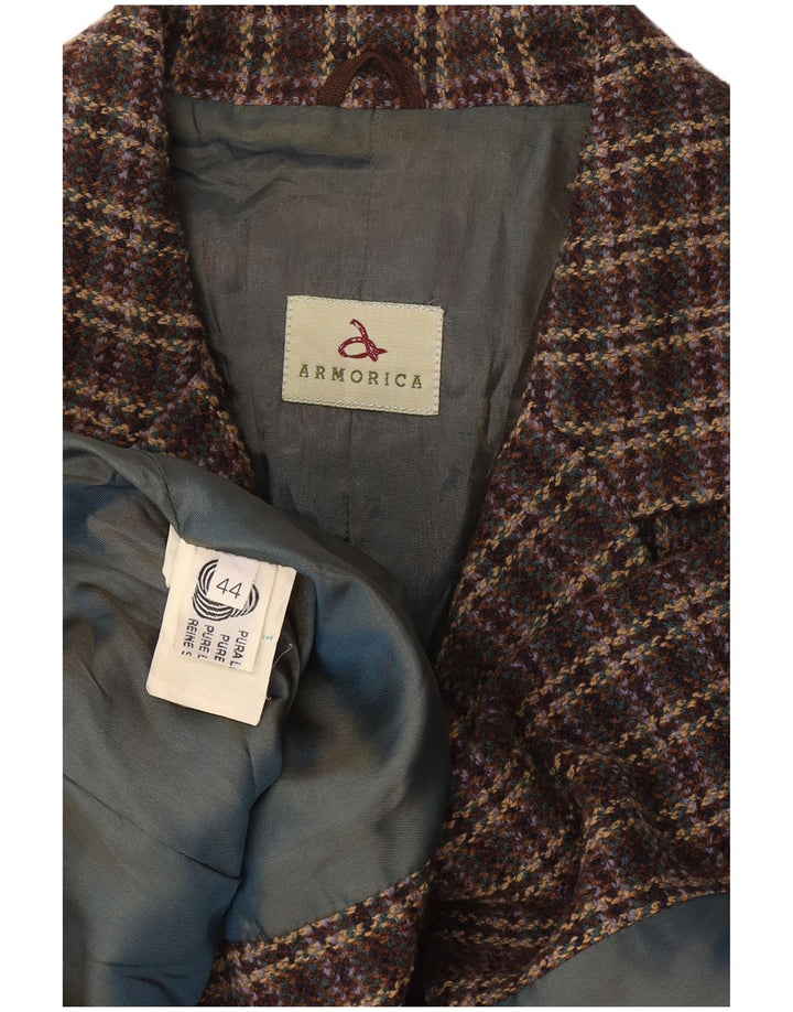 Armorica Veste Blazer 3 Boutons Femme IT 44 Laine à Carreaux Marron Moyen