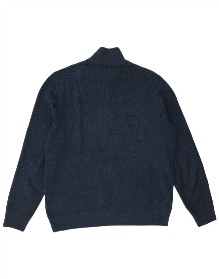 Marks & Spencer Pull à col zippé pour homme en coton bleu marine Taille L