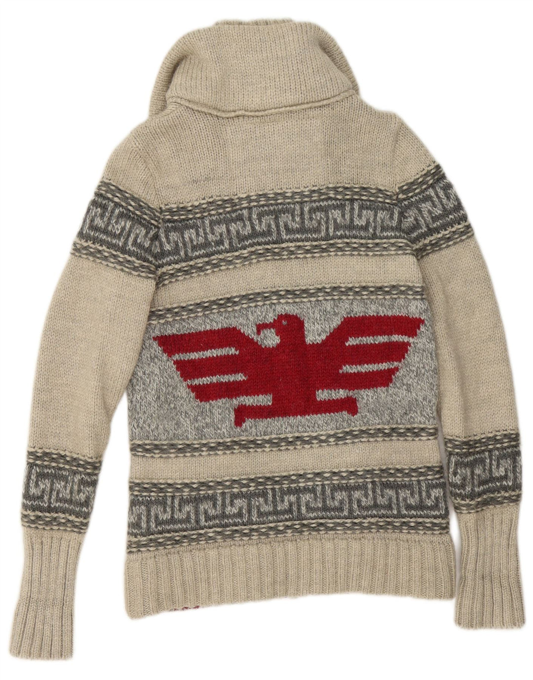 Superdry Pull Cardigan Graphique Full Zip Homme Gris Laine Géométrique Petit