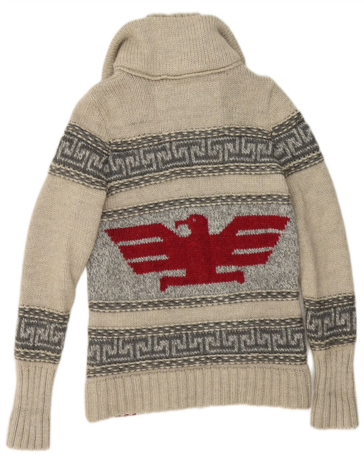 Superdry Pull Cardigan Graphique Full Zip Homme Gris Laine Géométrique Petit