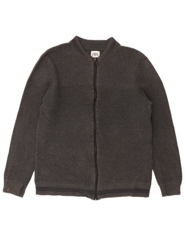 Zara Pull Cardigan Garçon 11-12 ans Gris Moyen Coton