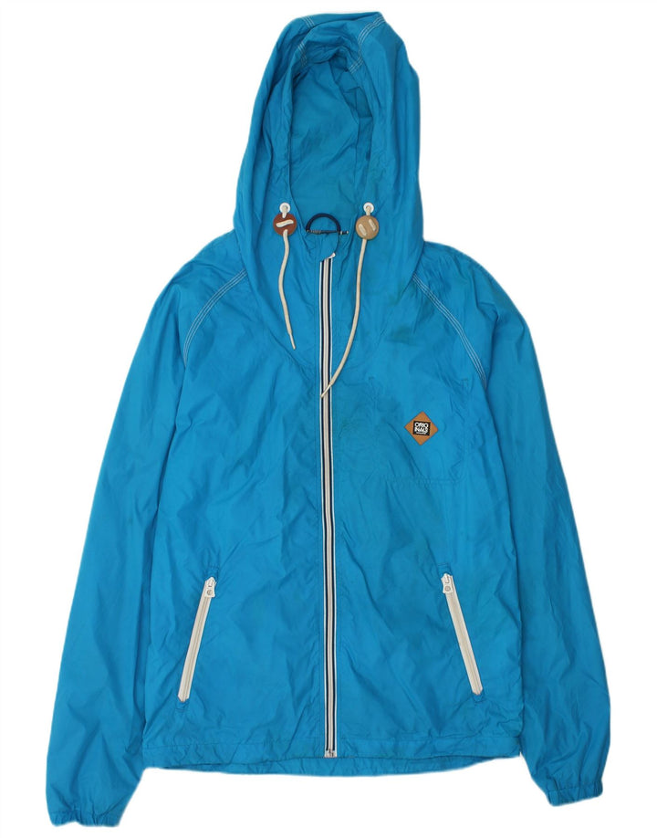 Jack & Jones Veste de pluie à capuche pour homme UK 36 Small Bleu Nylon