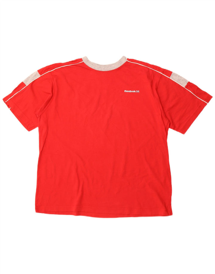 REEBOK T-Shirt Homme Top XL Rouge Colourblock Coton