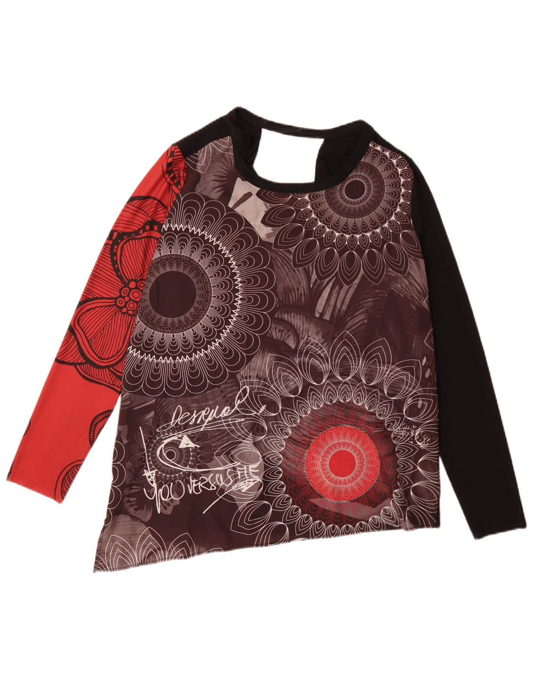 Desigual Haut graphique à manches longues pour femme UK 44 Medium Multicolore Floral