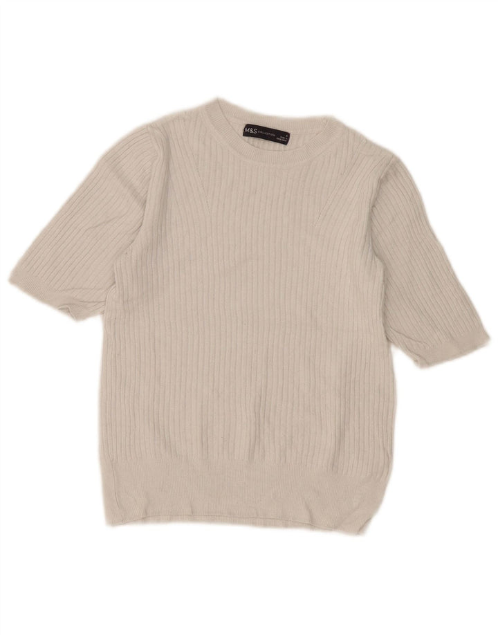 Marks & Spencer Pull col bateau pour femme UK 8 Small Blanc