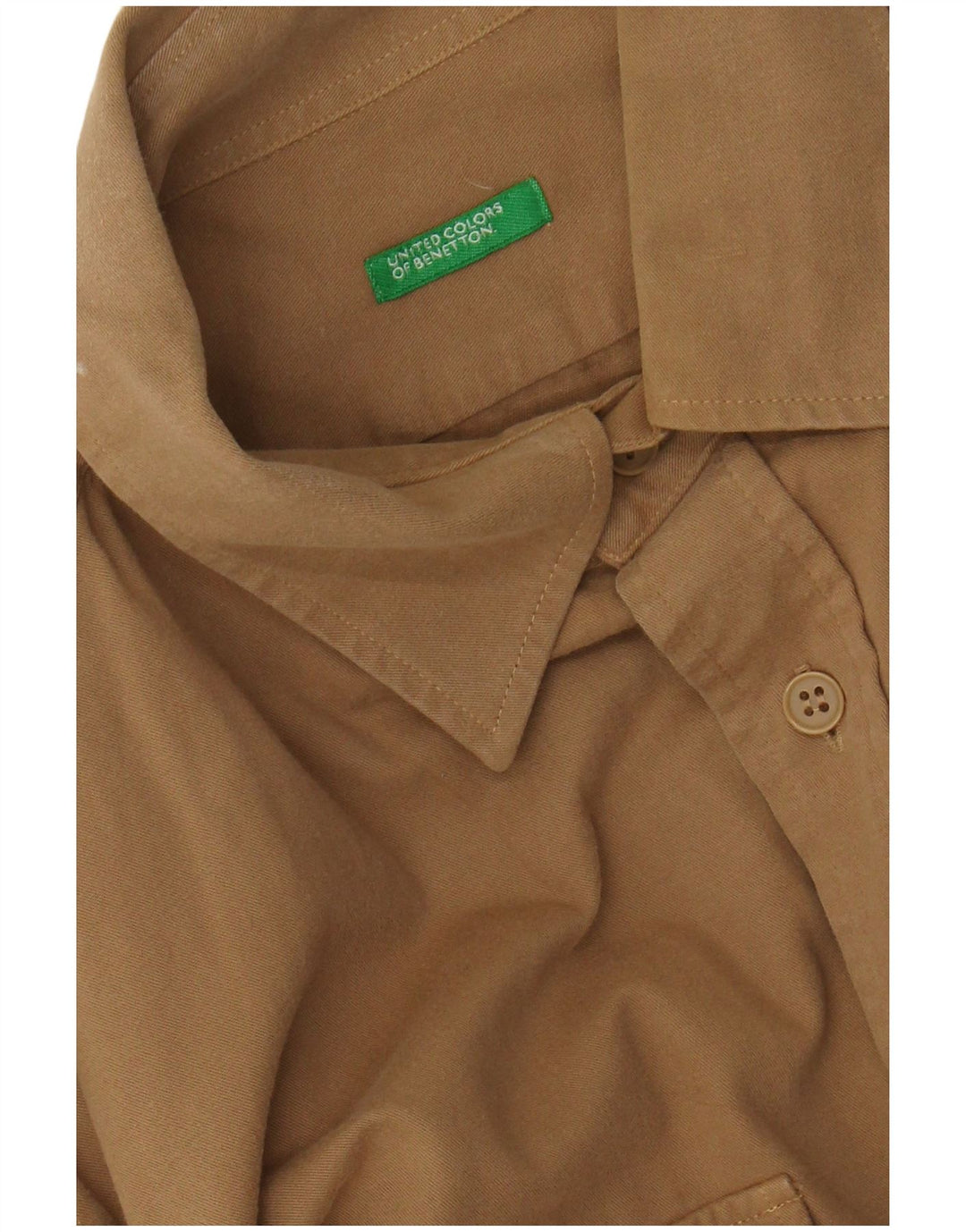 BENETTON Chemise Militaire en Flanelle Homme Beige Moyen