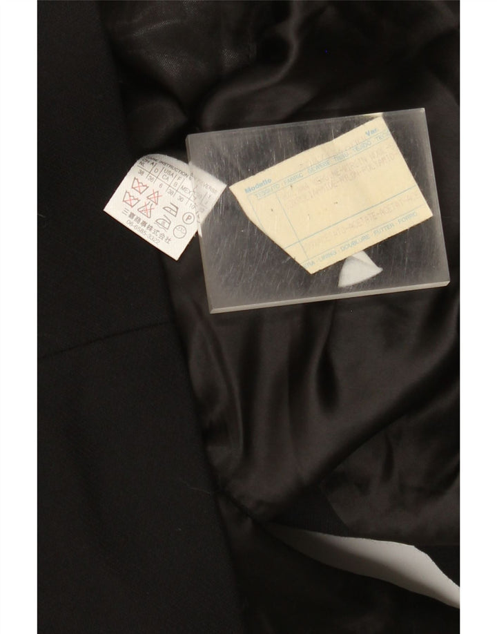 Veste Bomber Femme Vintage UK 10 Petite Laine Noire