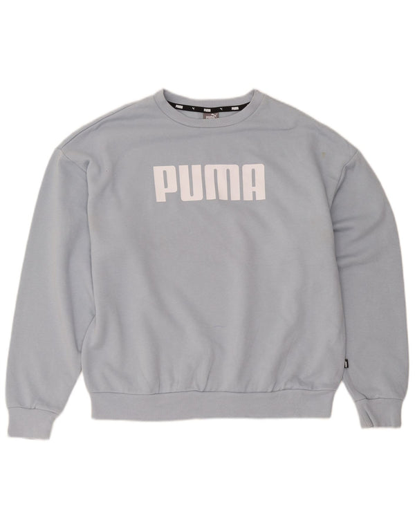 Puma Sweat-shirt graphique coupe décontractée pour femme UK 14 Large Bleu Coton
