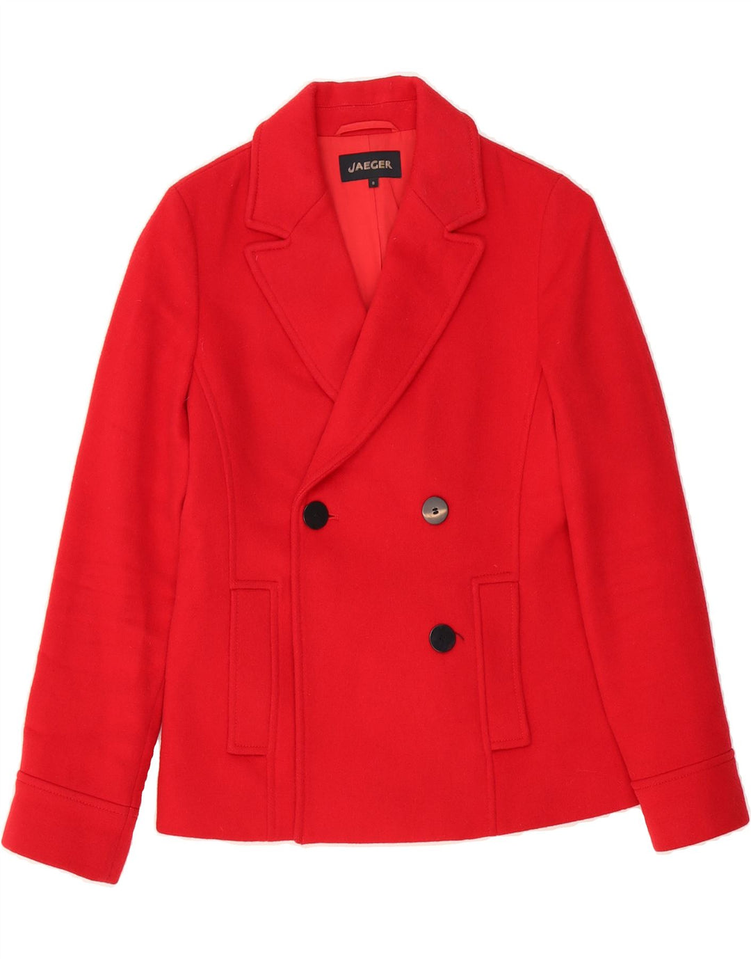 JAEGER Womens Double Breasted Jacket UK 8 Small Red Wool Vintage Jaeger and Second-Hand Jaeger from Messina Hembry 