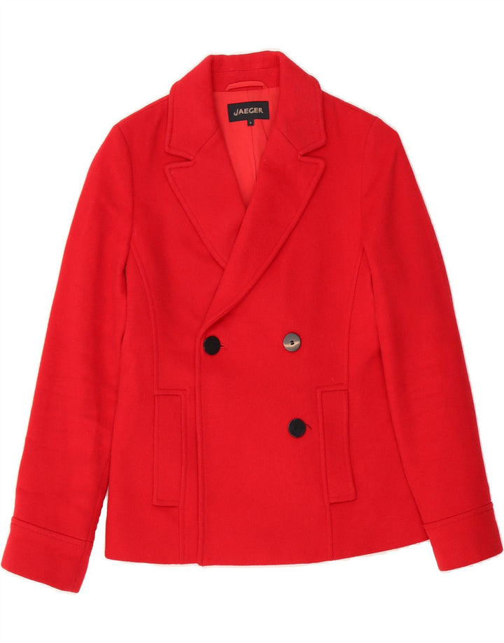 JAEGER Womens Double Breasted Jacket UK 8 Small Red Wool Vintage Jaeger and Second-Hand Jaeger from Messina Hembry 