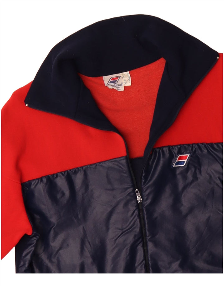 VINTAGE Veste de survêtement pour homme UK 40 Medium Red Colourblock Polyamide