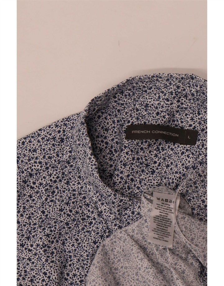 French Connection Chemise Homme Large Bleu Floral Coton