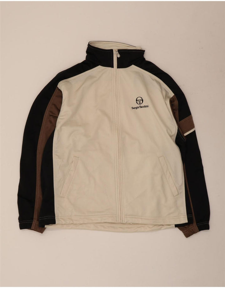 Sergio Tacchini Veste de survêtement pour homme Large Blanc Colorblock Polyester