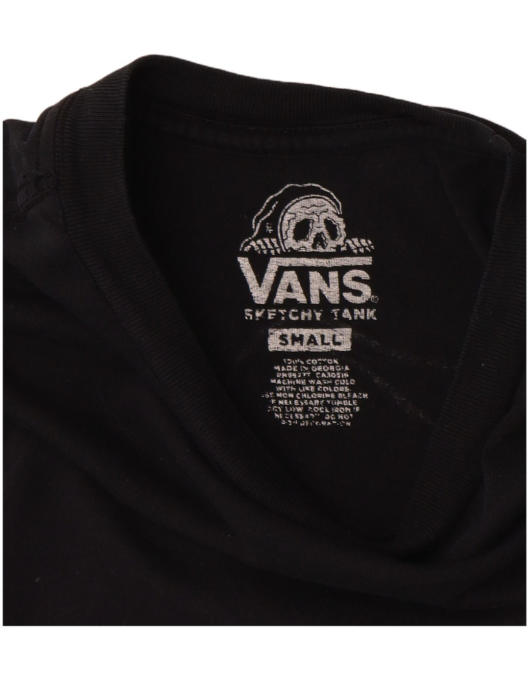 Vans T-shirt graphique pour femme UK 10 Small Noir Coton
