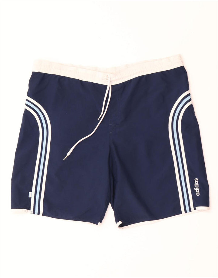 Adidas Short de Bain Homme Grand Polyester Rayé Bleu Marine