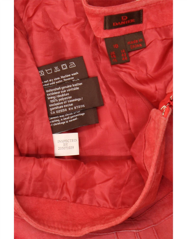 Danier Jupe asymétrique en daim pour femme UK 14 Large W32 Rouge Polyester