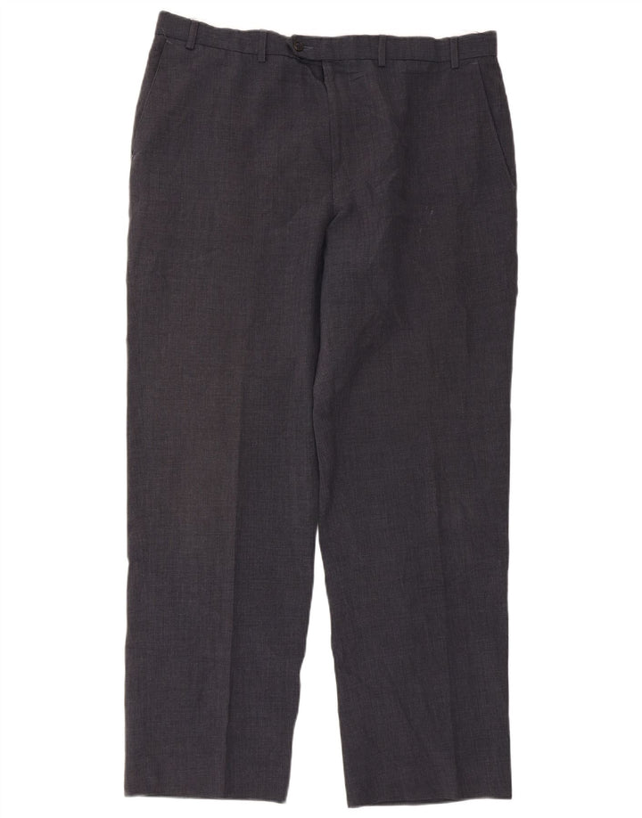 Marks & Spencer Pantalon de Costume Droit Homme W38 L31 Bleu Marine Polyester
