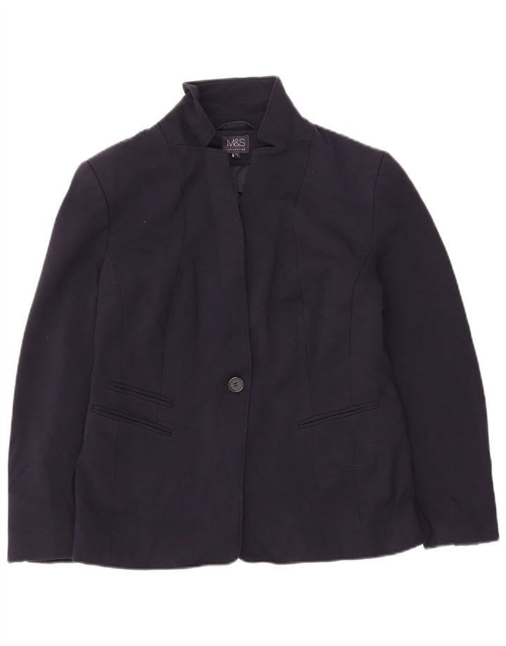 Marks & Spencer Veste blazer à 1 bouton pour femme UK 12 Bleu marine moyen