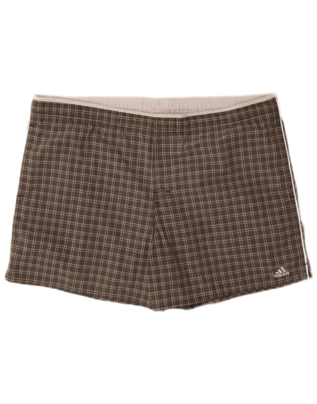 Adidas Short de bain pour homme en polyester à carreaux kaki grand format