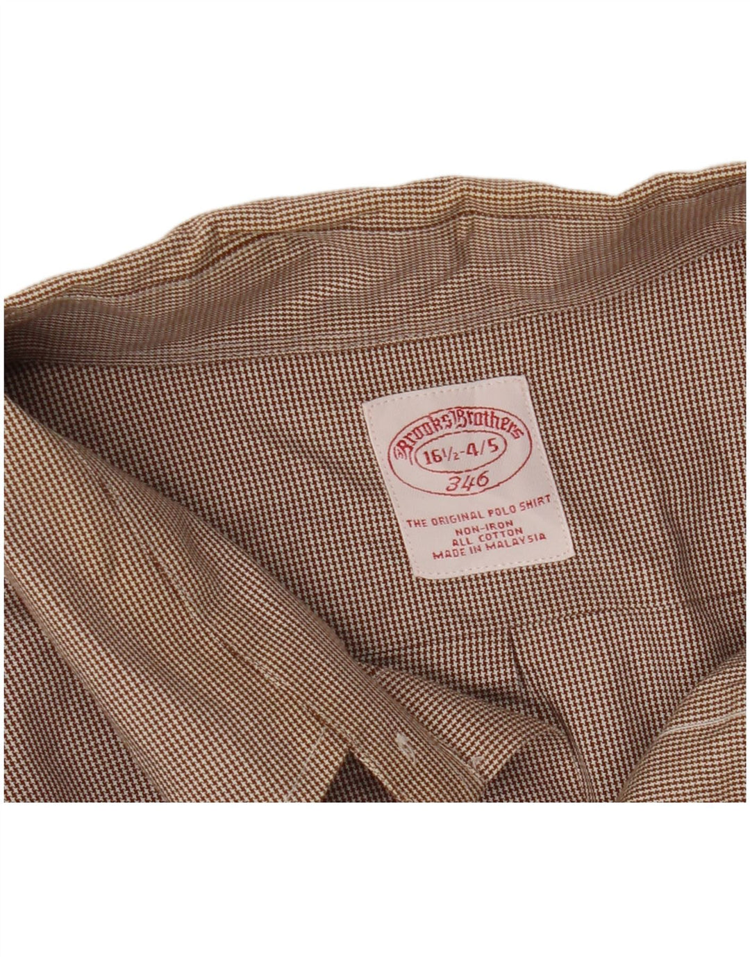 BROOKS BROTHERS Chemise homme Taille 16 1/2 Grand pied-de-poule marron