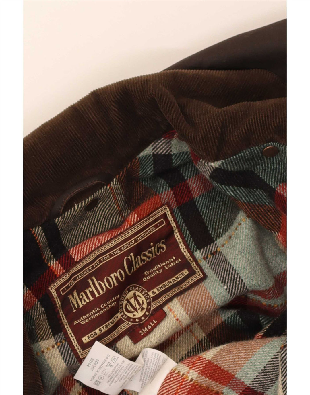 Marlboro Classics Manteau en coton ciré pour homme UK 36 Petit Marron