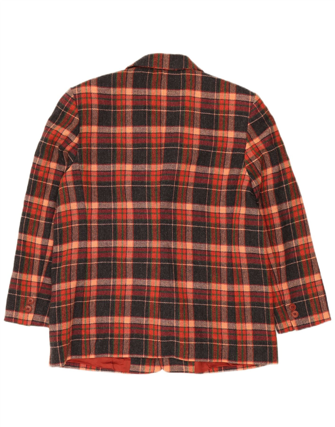 VINTAGE Veste Blazer 2 Boutons Femme IT 47 Grand Carreau Multicolore