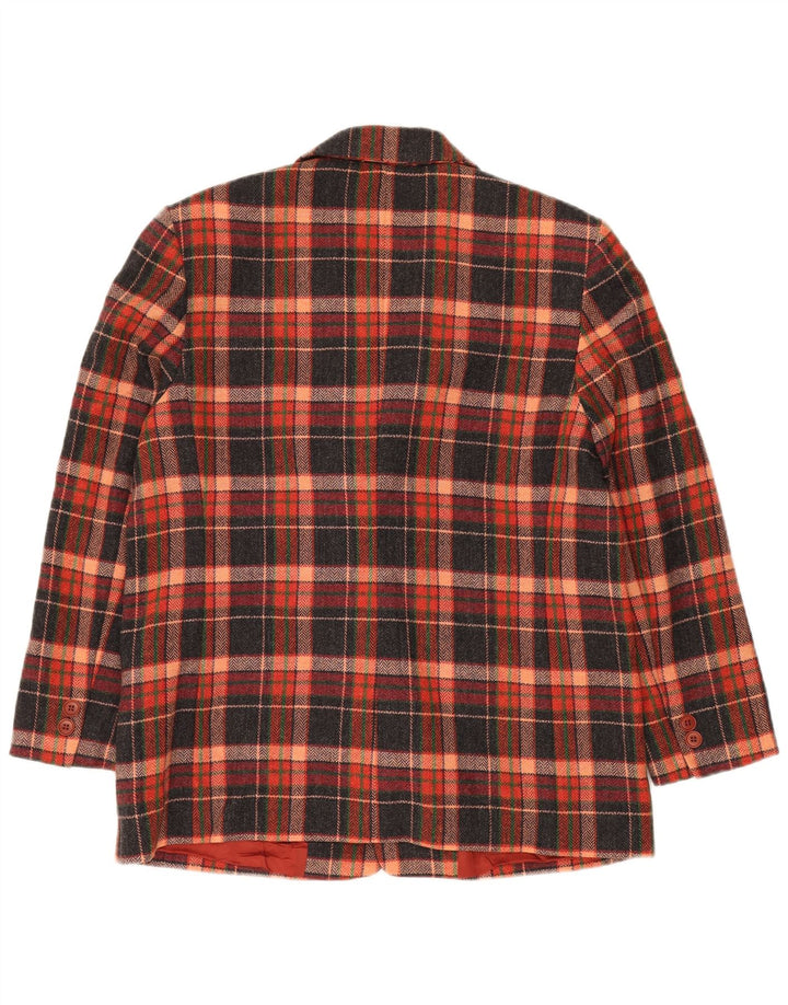 VINTAGE Veste Blazer 2 Boutons Femme IT 47 Grand Carreau Multicolore