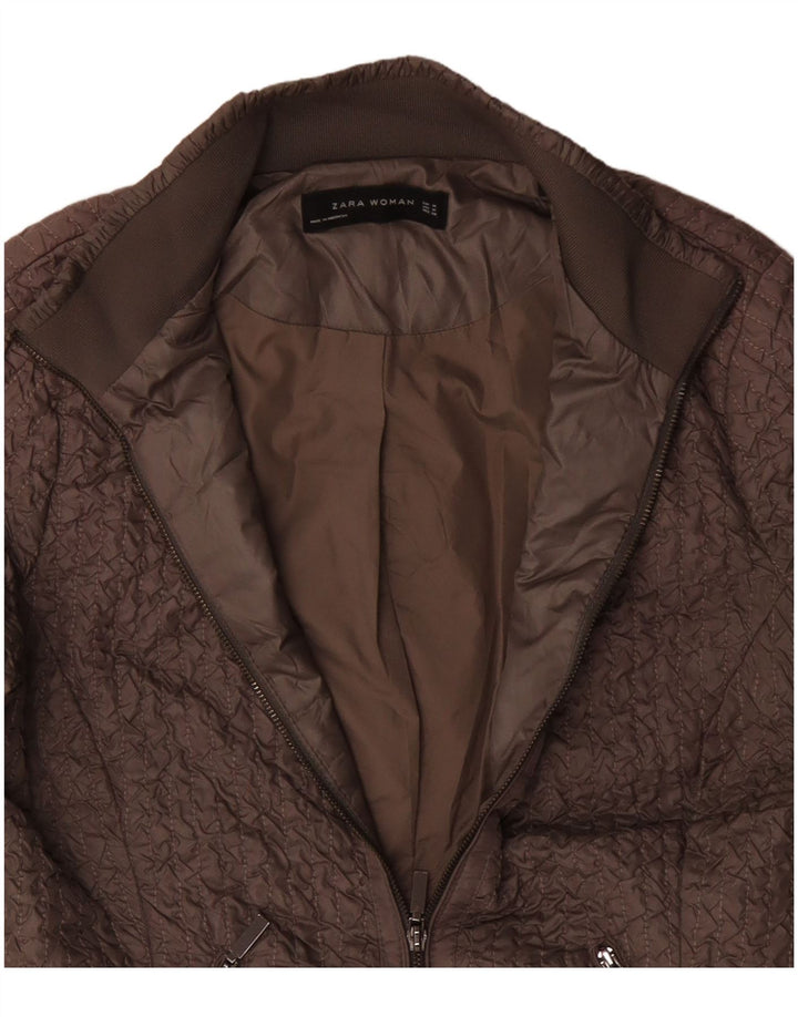 Zara Veste Bomber Femme UK 14 Marron Moyen