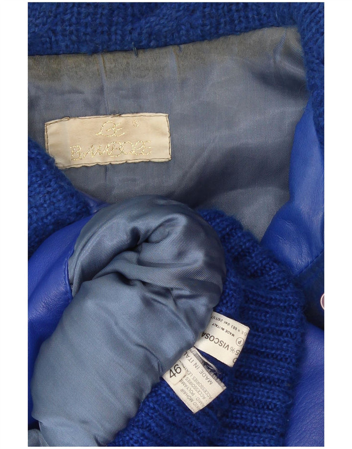 veste en cuir femme vintage IT 46 Grand Mohair Bleu