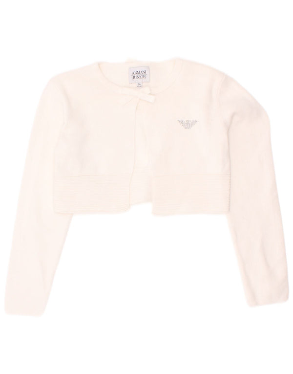 Armani Junior Girls Crop Cardigan Pull 4-5 ans Blanc