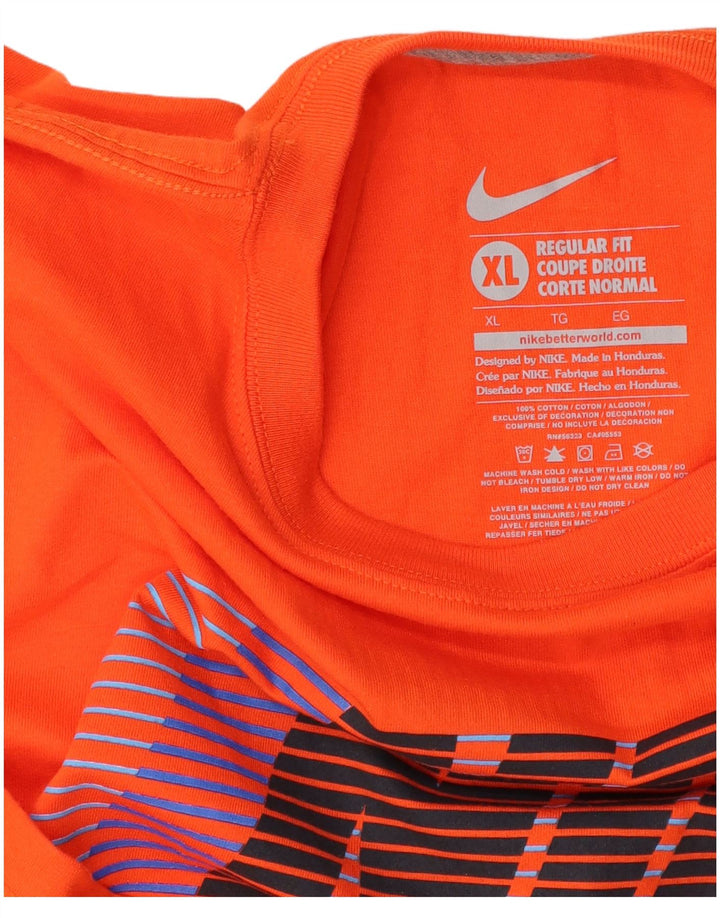 NIKE T-shirt graphique coupe classique pour hommes XL Orange Coton