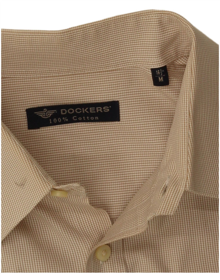 Dockers Chemise Homme Taille 16 1/2 Coton Pied-de-Poule Beige Moyen