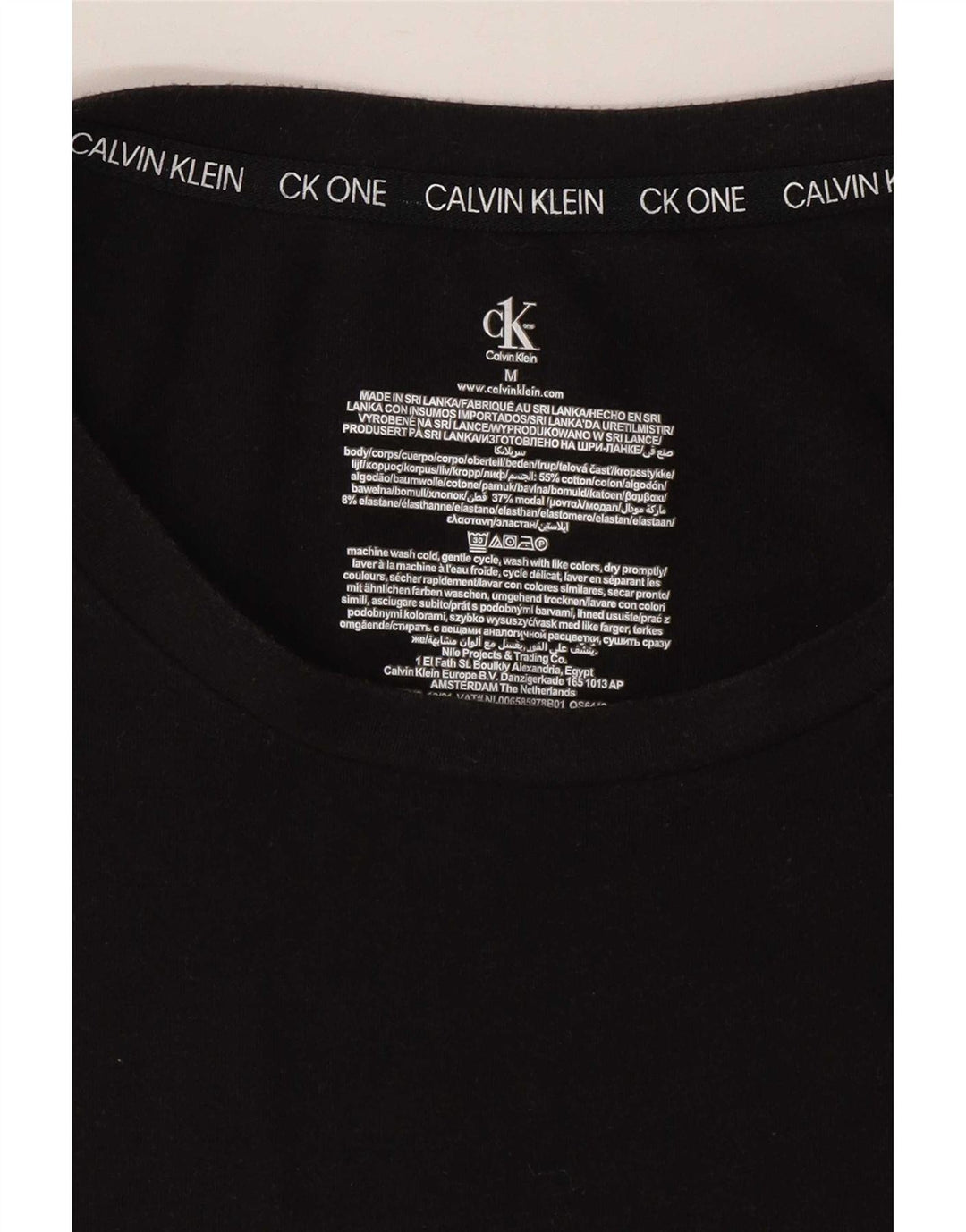 Calvin Klein T-Shirt Femme UK 12 Coton Noir Moyen