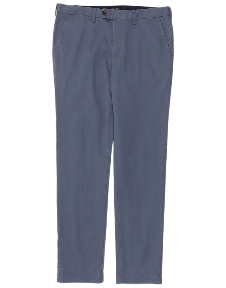 TED BAKER Pantalon de costume droit pour homme W32 L32 Bleu Coton
