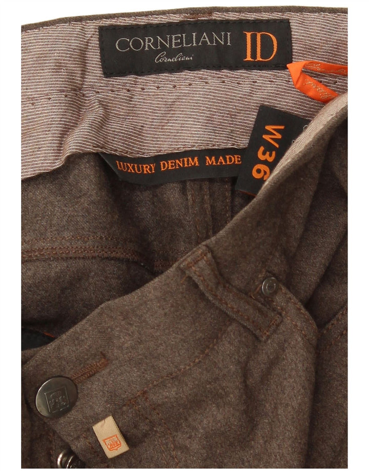 CORNELIANI Pantalon décontracté droit pour homme W36 L28 Laine marron