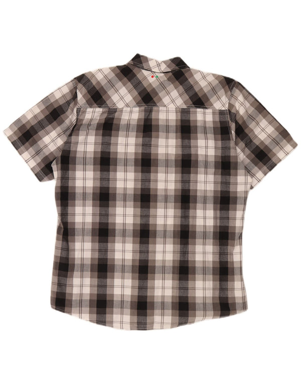 Kickers Chemise à manches courtes pour homme XL en coton à carreaux gris
